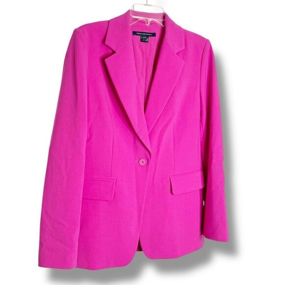 French Connection Single Breasted Tailored Blazer Wild Rosa Hot Pink US Size 6 - Picture 3 of 8